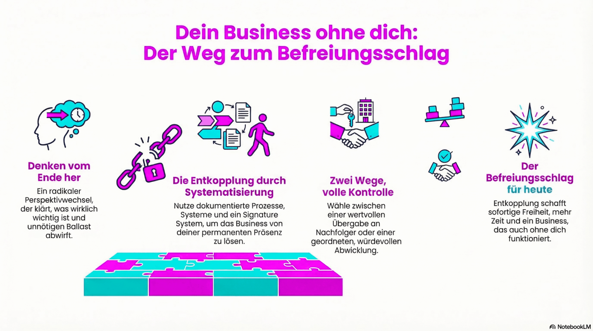 Themenseite Dein Business ohne dich Infografik mit NotebookLM